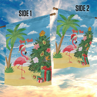 Flamingo Hawaii Summer Christmas Personalized Garden Flag Mele Kalikimaka Beachy Vibes