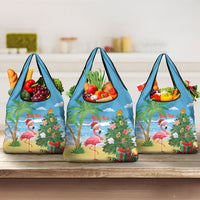Flamingo Hawaii Summer Christmas Personalized Grocery Bag Mele Kalikimaka Beachy Vibes