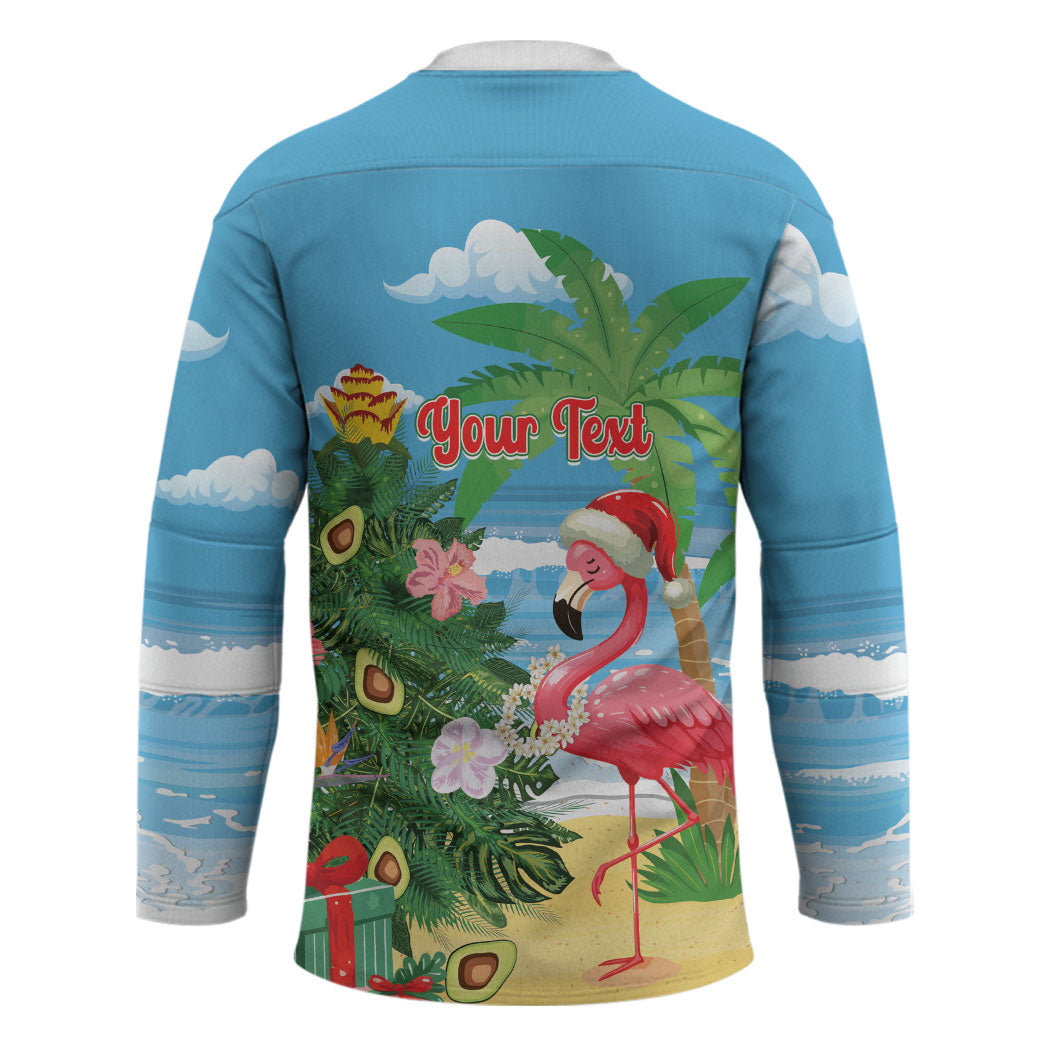 Flamingo Hawaii Summer Christmas Personalized Hockey Jersey Mele Kalikimaka Beachy Vibes