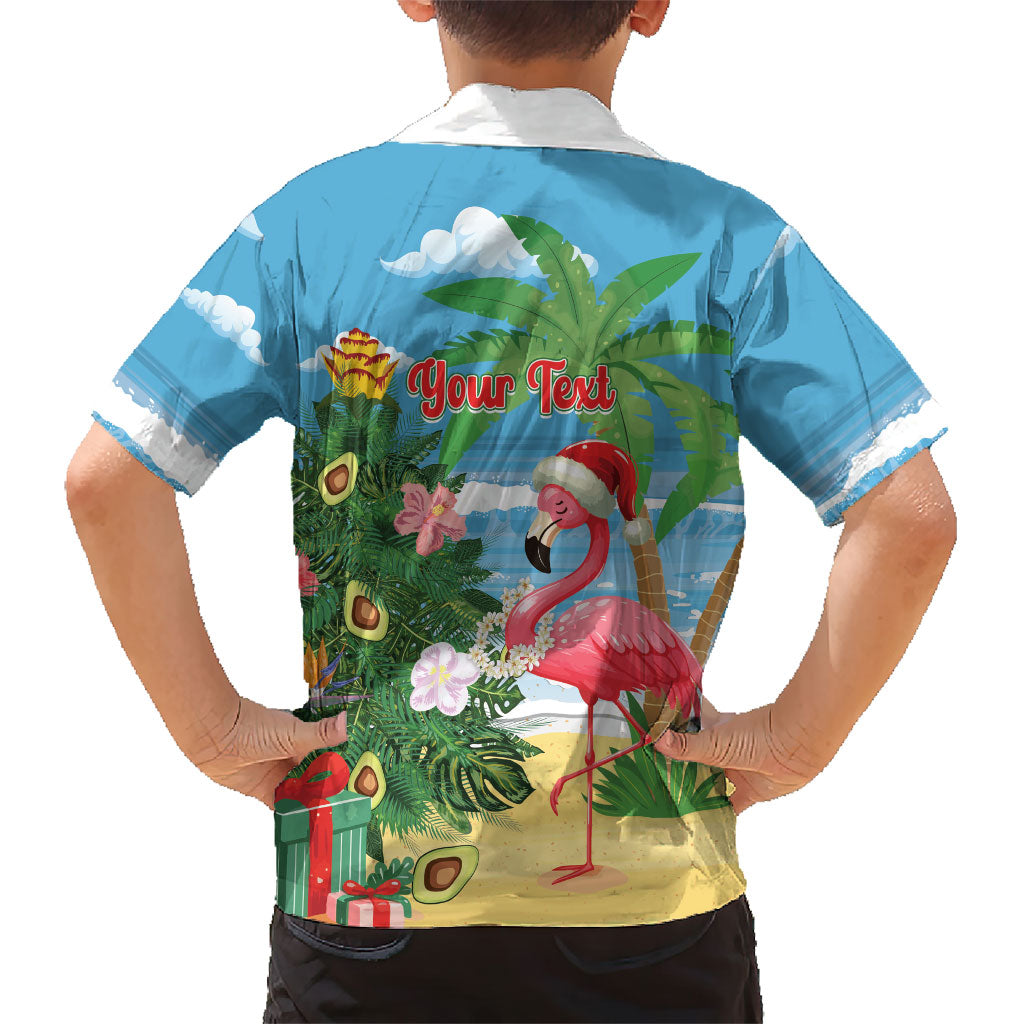 Flamingo Hawaii Summer Christmas Personalized Kid Hawaiian Shirt Mele Kalikimaka Beachy Vibes