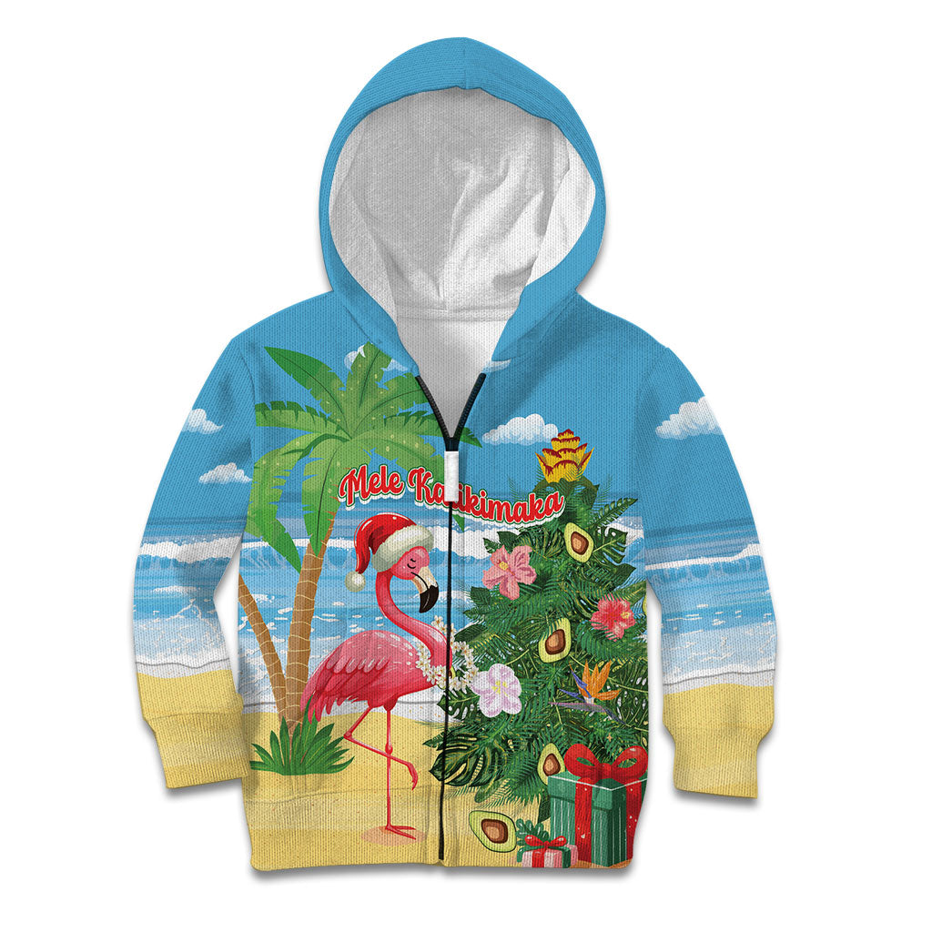 Flamingo Hawaii Summer Christmas Personalized Kid Hoodie Mele Kalikimaka Beachy Vibes
