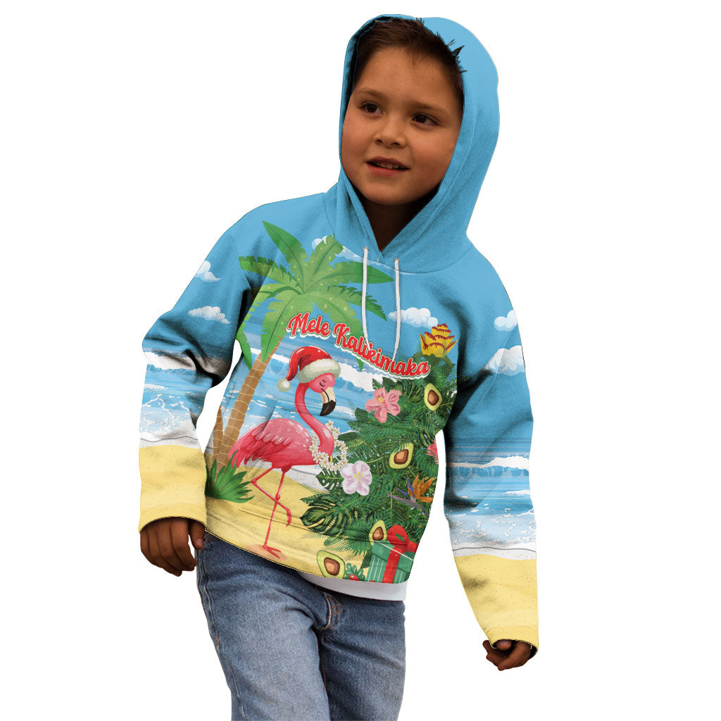 Flamingo Hawaii Summer Christmas Personalized Kid Hoodie Mele Kalikimaka Beachy Vibes