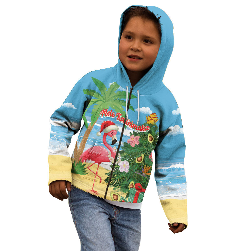 Flamingo Hawaii Summer Christmas Personalized Kid Hoodie Mele Kalikimaka Beachy Vibes