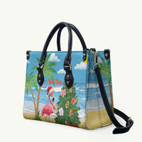 Flamingo Hawaii Summer Christmas Personalized Leather Bag Mele Kalikimaka Beachy Vibes