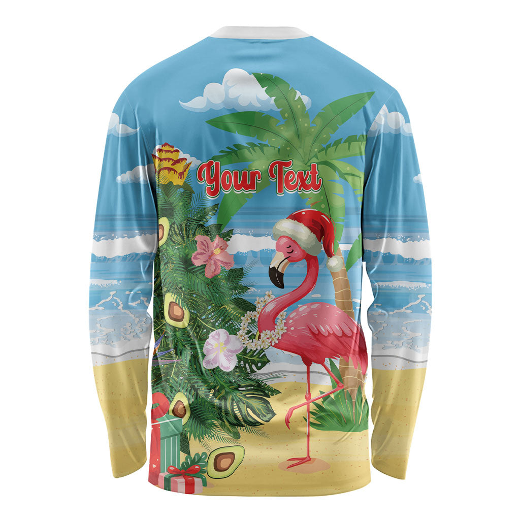 Flamingo Hawaii Summer Christmas Personalized Long Sleeve Shirt Mele Kalikimaka Beachy Vibes