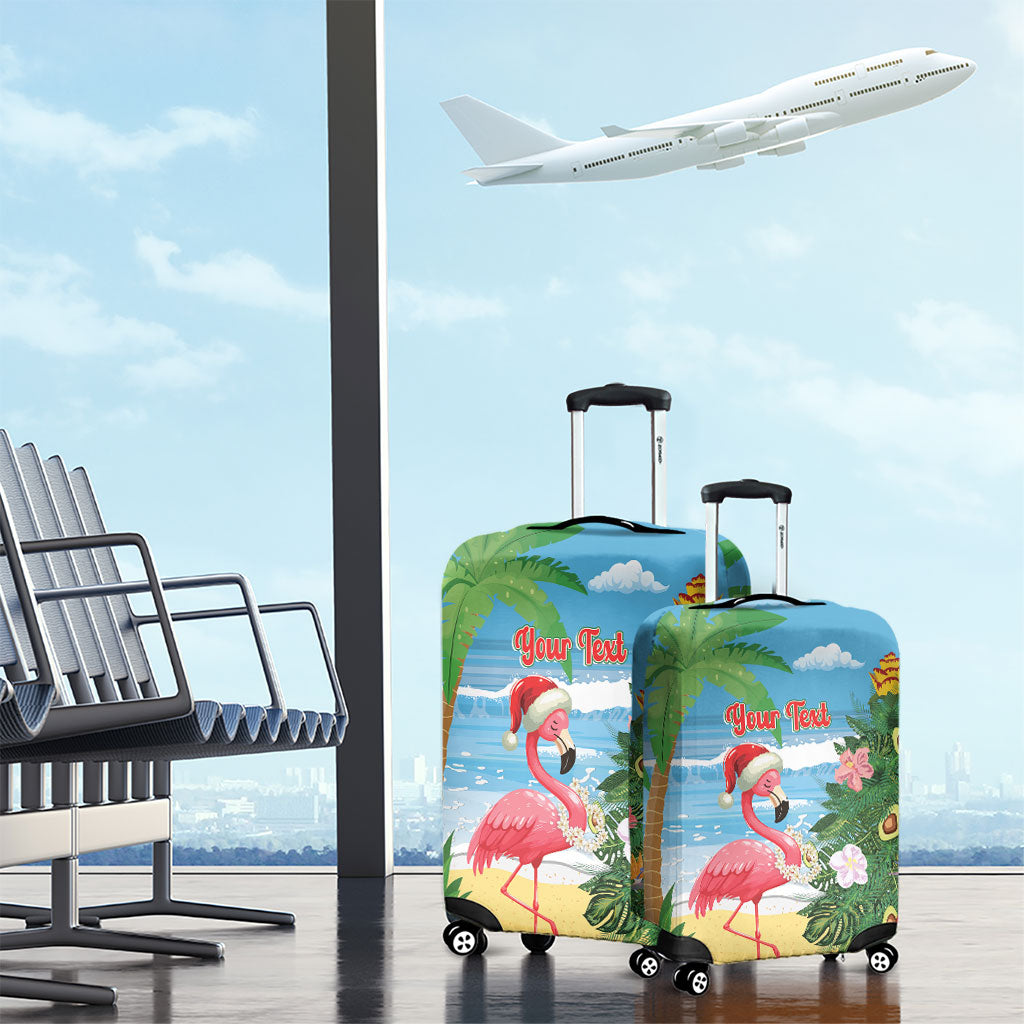 Flamingo Hawaii Summer Christmas Personalized Luggage Cover Mele Kalikimaka Beachy Vibes