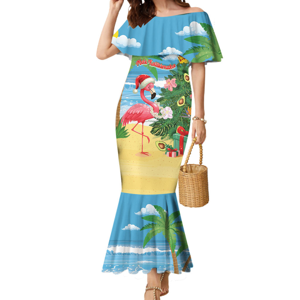Flamingo Hawaii Summer Christmas Personalized Mermaid Dress Mele Kalikimaka Beachy Vibes