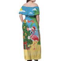 Flamingo Hawaii Summer Christmas Personalized Off Shoulder Maxi Dress Mele Kalikimaka Beachy Vibes