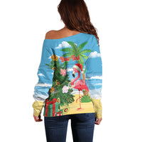 Flamingo Hawaii Summer Christmas Personalized Off Shoulder Sweater Mele Kalikimaka Beachy Vibes