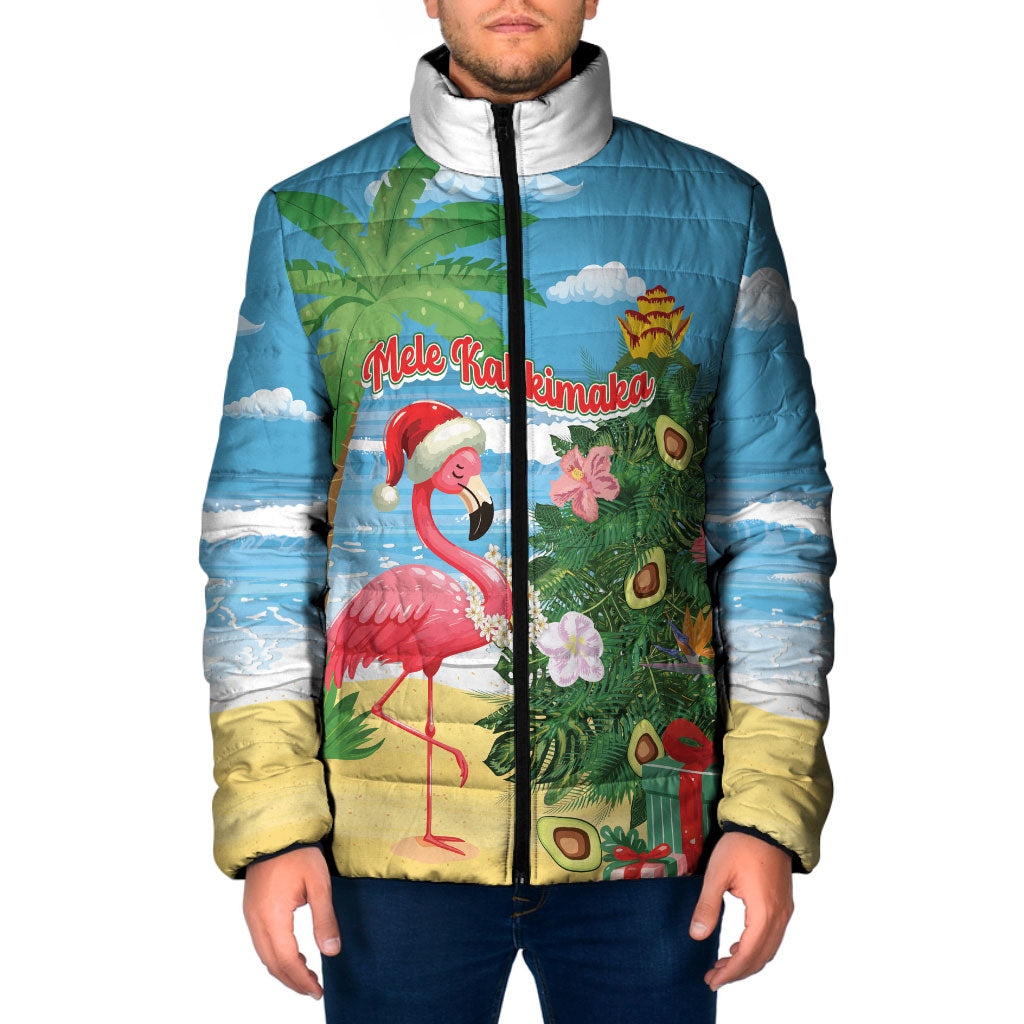Flamingo Hawaii Summer Christmas Personalized Padded Jacket Mele Kalikimaka Beachy Vibes