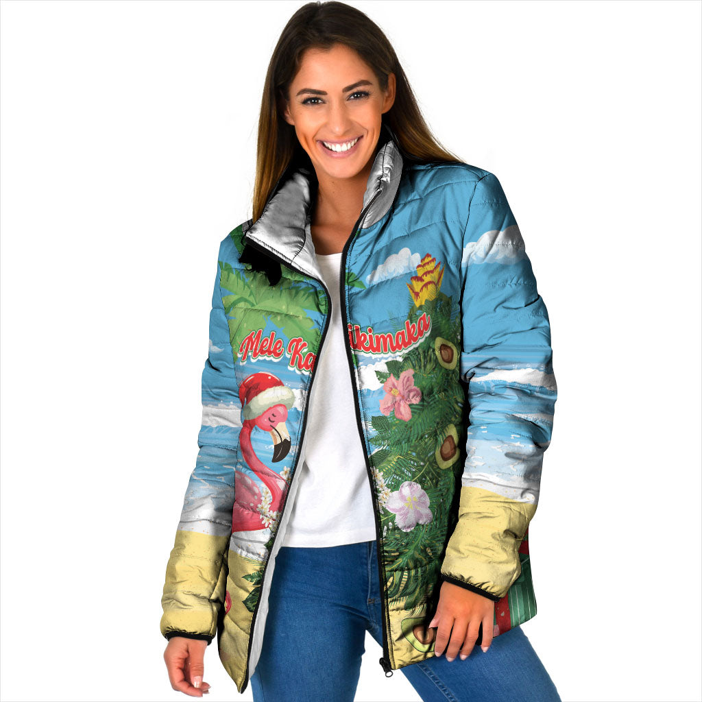 Flamingo Hawaii Summer Christmas Personalized Padded Jacket Mele Kalikimaka Beachy Vibes