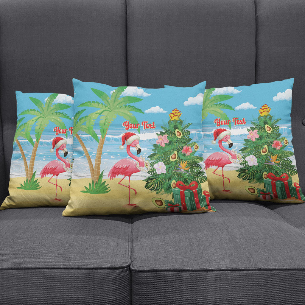 Flamingo Hawaii Summer Christmas Personalized Pillow Cover Mele Kalikimaka Beachy Vibes