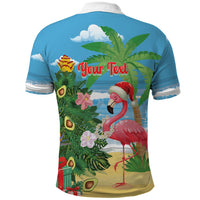 Flamingo Hawaii Summer Christmas Personalized Polo Shirt Mele Kalikimaka Beachy Vibes