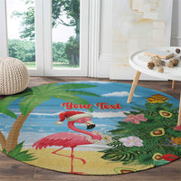 Flamingo Hawaii Summer Christmas Personalized Round Carpet Mele Kalikimaka Beachy Vibes