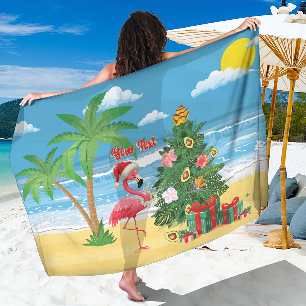 Flamingo Hawaii Summer Christmas Personalized Sarong Mele Kalikimaka Beachy Vibes