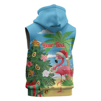 Flamingo Hawaii Summer Christmas Personalized Sleeveless Hoodie Mele Kalikimaka Beachy Vibes