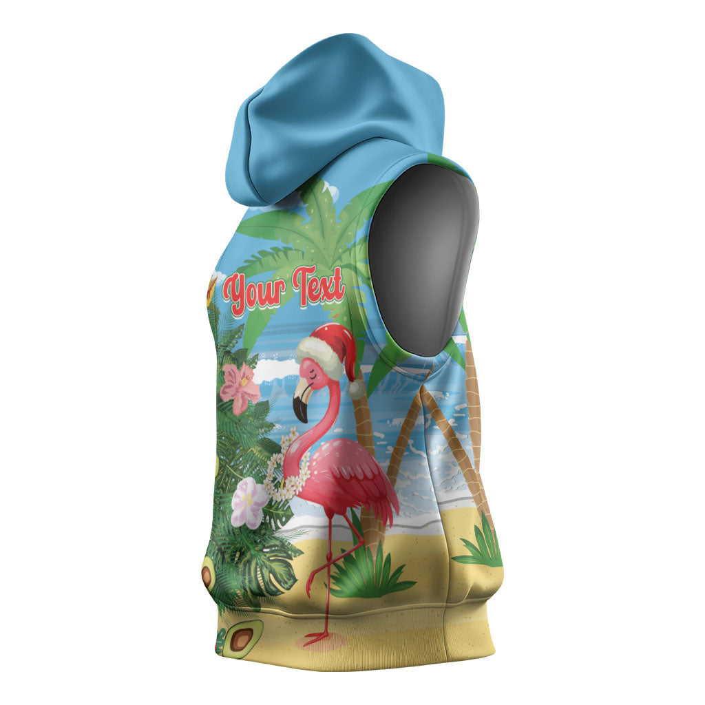 Flamingo Hawaii Summer Christmas Personalized Sleeveless Hoodie Mele Kalikimaka Beachy Vibes