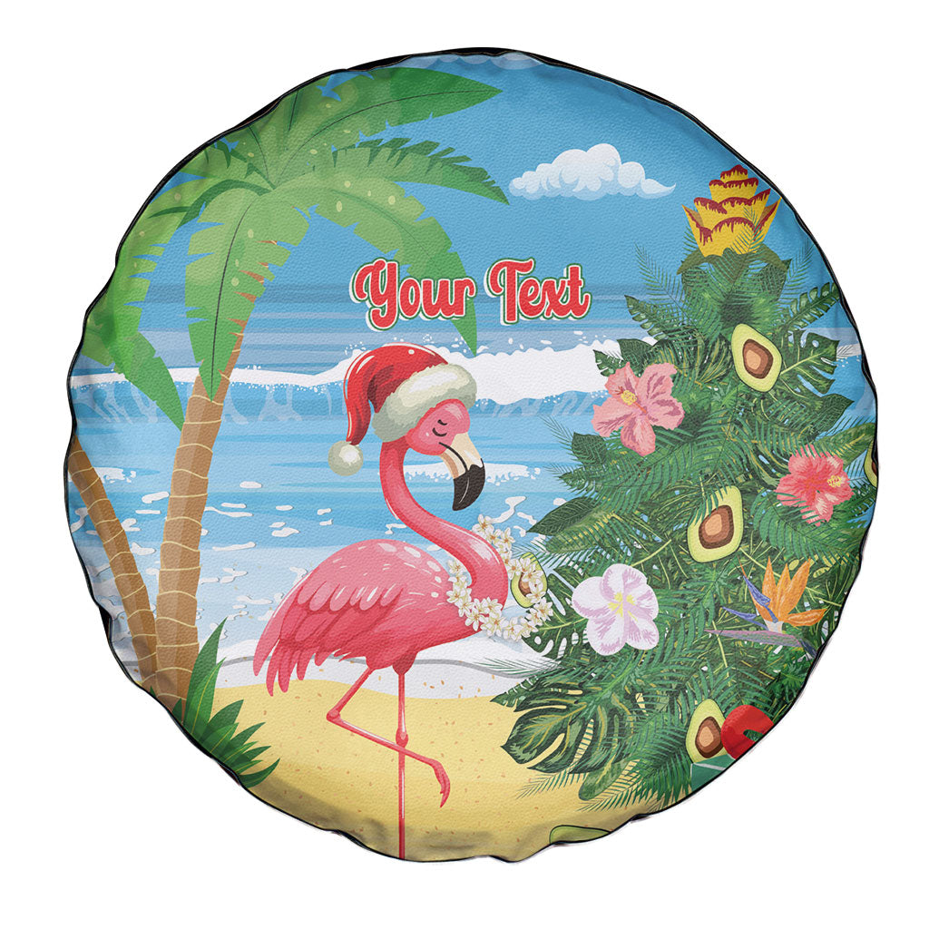 Flamingo Hawaii Summer Christmas Personalized Spare Tire Cover Mele Kalikimaka Beachy Vibes
