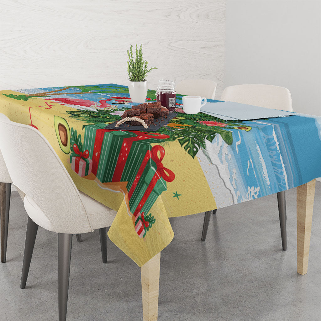 Flamingo Hawaii Summer Christmas Personalized Tablecloth Mele Kalikimaka Beachy Vibes