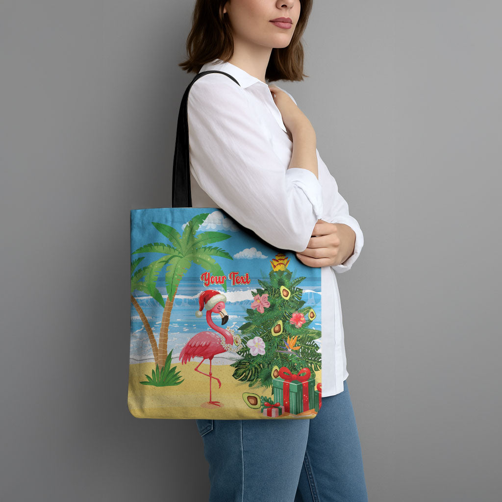 Flamingo Hawaii Summer Christmas Personalized Tote Bag Mele Kalikimaka Beachy Vibes