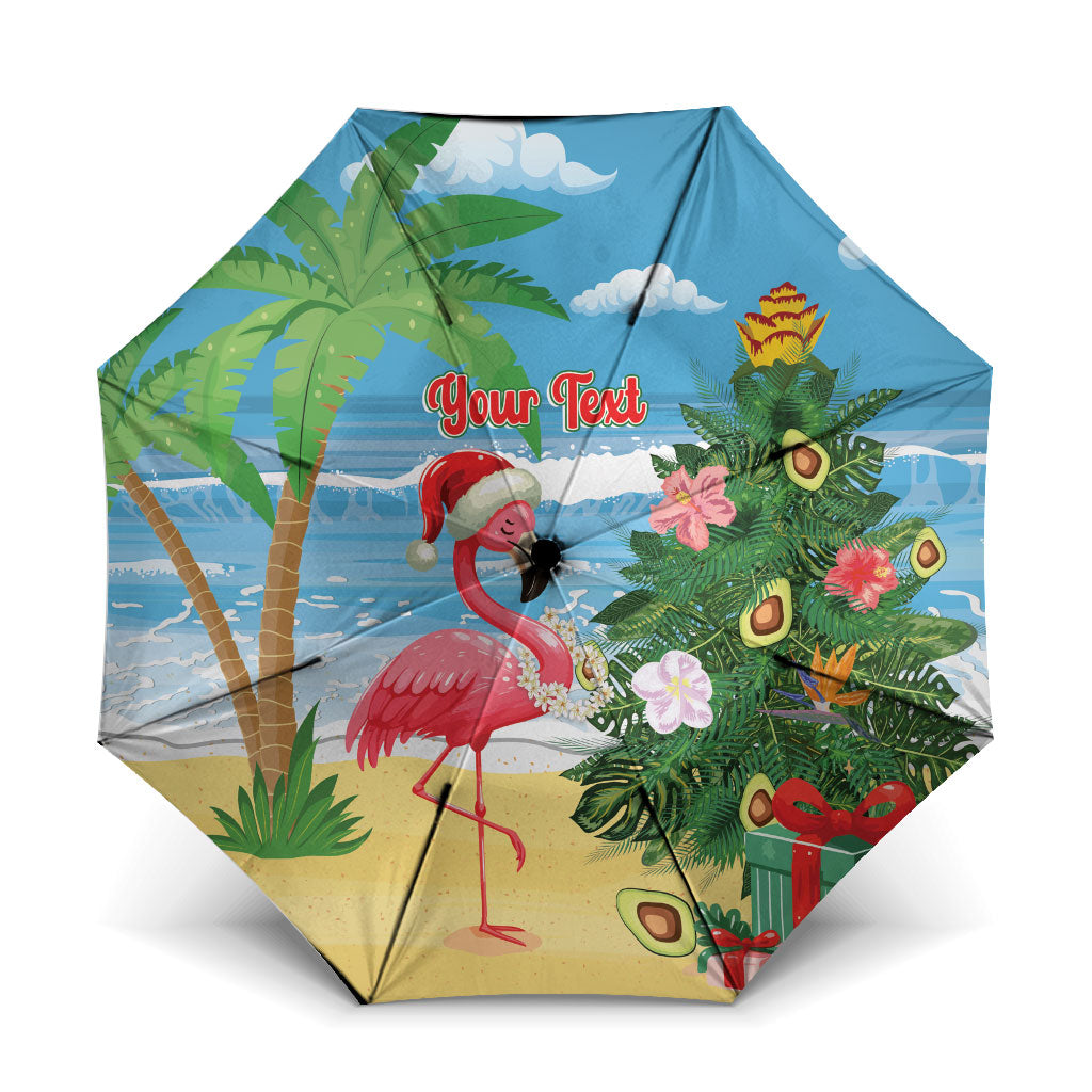 Flamingo Hawaii Summer Christmas Personalized Umbrella Mele Kalikimaka Beachy Vibes