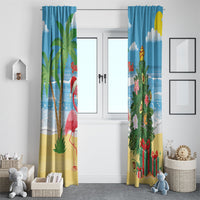 Flamingo Hawaii Summer Christmas Personalized Window Curtain Mele Kalikimaka Beachy Vibes