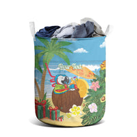 Chilling Parrot Hawaii Summer Christmas Personalized Laundry Basket It's 5 O'Clock Somewhere Beachy Vibes