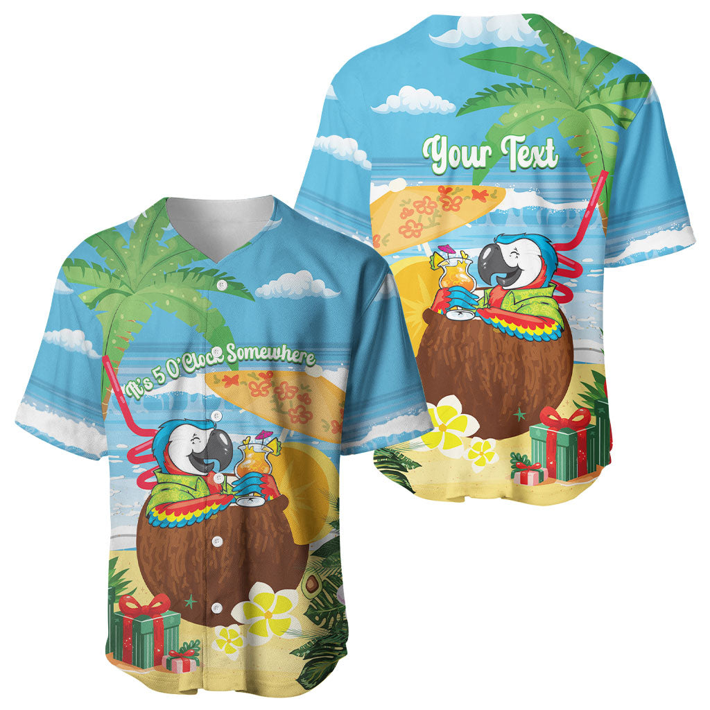 Chilling Parrot Hawaii Summer Christmas Personalized Baseball Jersey It's 5 O'Clock Somewhere Beachy Vibes