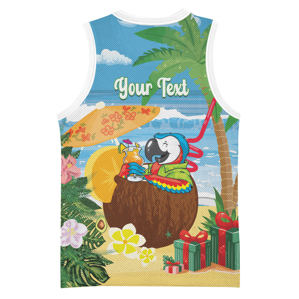 Chilling Parrot Hawaii Summer Christmas Personalized Basketball Jersey It's 5 O'Clock Somewhere Beachy Vibes