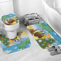 Chilling Parrot Hawaii Summer Christmas Personalized Bathroom Set It's 5 O'Clock Somewhere Beachy Vibes