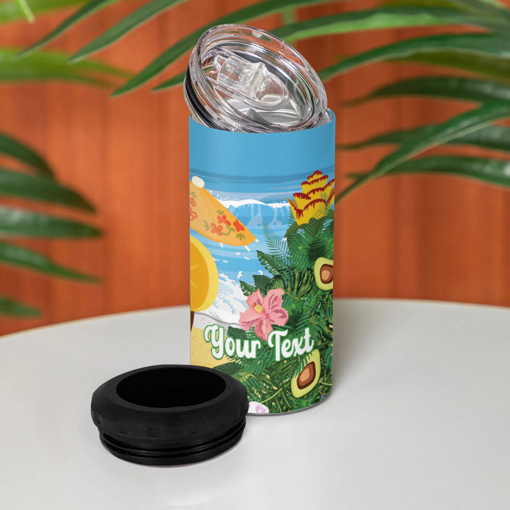 Chilling Parrot Hawaii Summer Christmas Personalized 4 in 1 Can Cooler Tumbler It's 5 O'Clock Somewhere Beachy Vibes