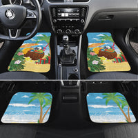 Chilling Parrot Hawaii Summer Christmas Personalized Car Mats It's 5 O'Clock Somewhere Beachy Vibes