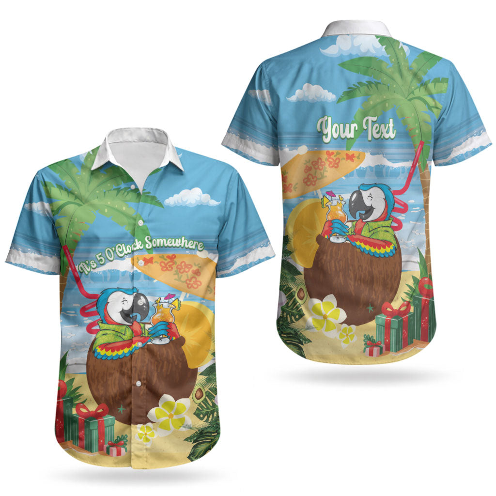 Chilling Parrot Hawaii Summer Christmas Personalized Couples Matching Off Shoulder Short Dress and Hawaiian Shirt It's 5 O'Clock Somewhere Beachy Vibes LT14 - Polynesian Pride