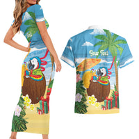 Chilling Parrot Hawaii Summer Christmas Personalized Couples Matching Short Sleeve Bodycon Dress and Hawaiian Shirt It's 5 O'Clock Somewhere Beachy Vibes