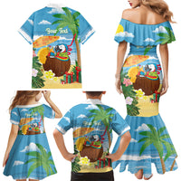 Chilling Parrot Hawaii Summer Christmas Personalized Family Matching Mermaid Dress and Hawaiian Shirt It's 5 O'Clock Somewhere Beachy Vibes