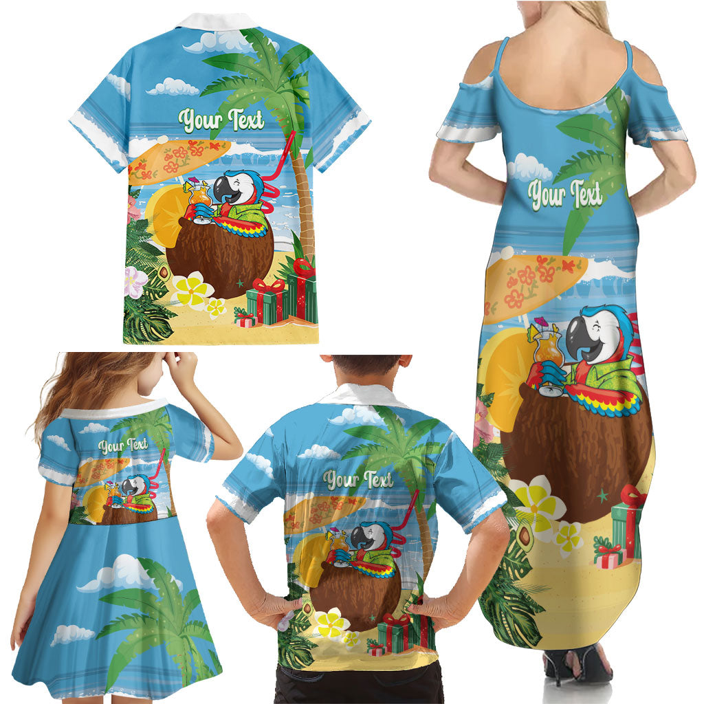 Chilling Parrot Hawaii Summer Christmas Personalized Family Matching Summer Maxi Dress and Hawaiian Shirt It's 5 O'Clock Somewhere Beachy Vibes