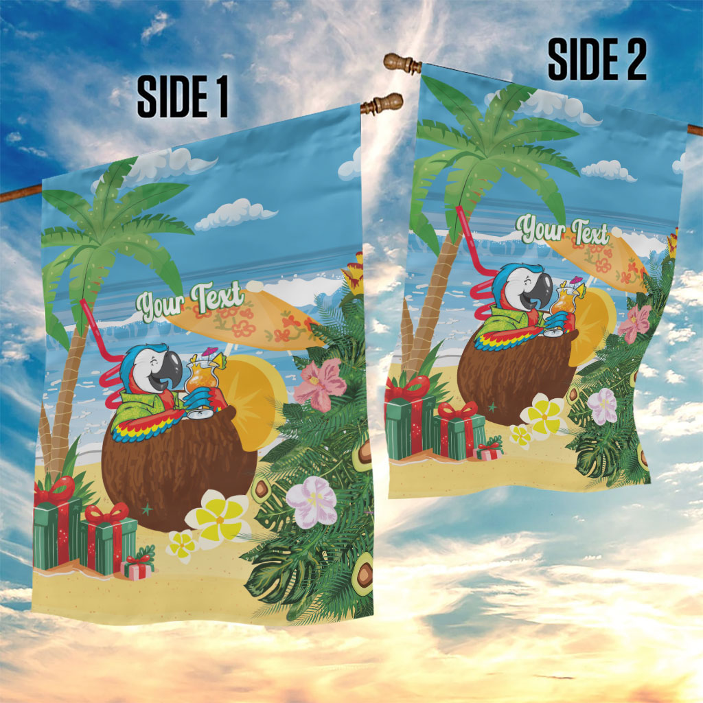 Chilling Parrot Hawaii Summer Christmas Personalized Garden Flag It's 5 O'Clock Somewhere Beachy Vibes
