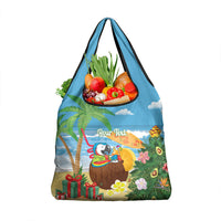 Chilling Parrot Hawaii Summer Christmas Personalized Grocery Bag It's 5 O'Clock Somewhere Beachy Vibes