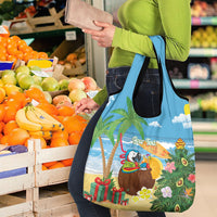 Chilling Parrot Hawaii Summer Christmas Personalized Grocery Bag It's 5 O'Clock Somewhere Beachy Vibes