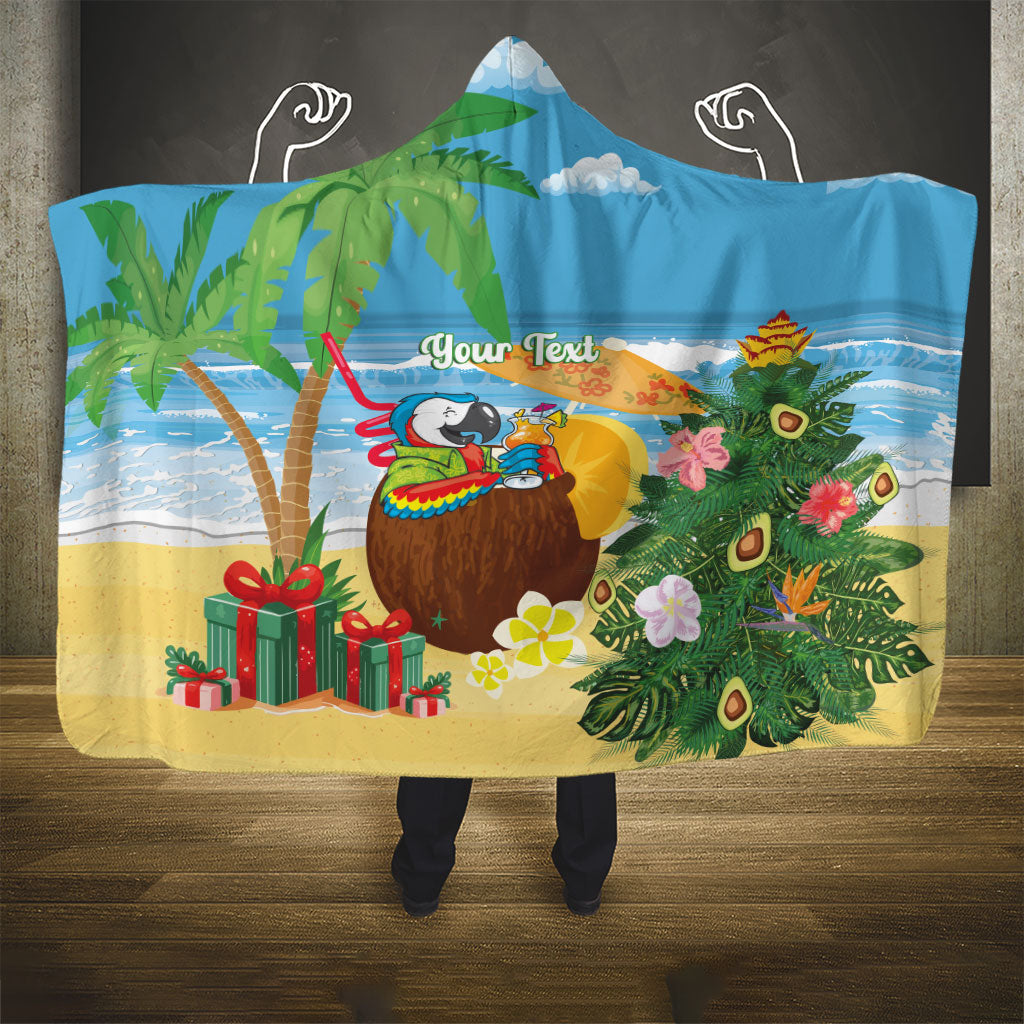 Chilling Parrot Hawaii Summer Christmas Personalized Hooded Blanket It's 5 O'Clock Somewhere Beachy Vibes