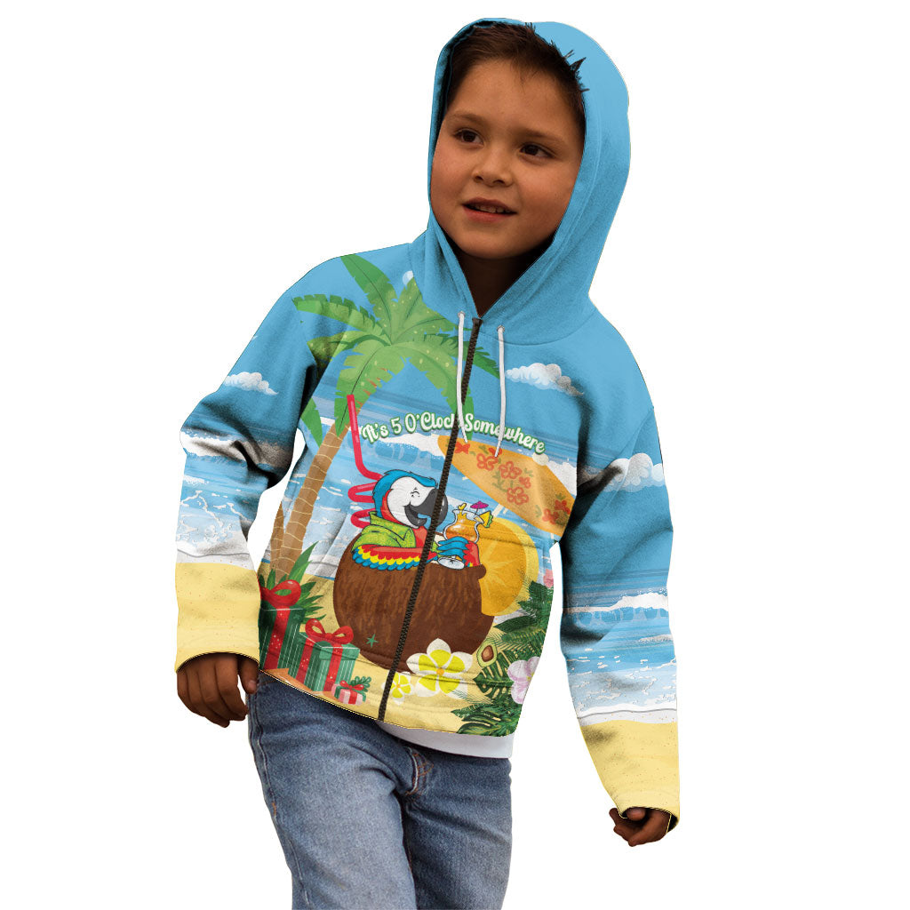 Chilling Parrot Hawaii Summer Christmas Personalized Kid Hoodie It's 5 O'Clock Somewhere Beachy Vibes