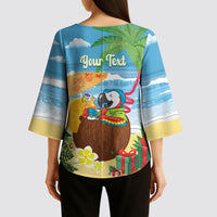 Chilling Parrot Hawaii Summer Christmas Personalized Kimono Sleeve Blouse It's 5 O'Clock Somewhere Beachy Vibes