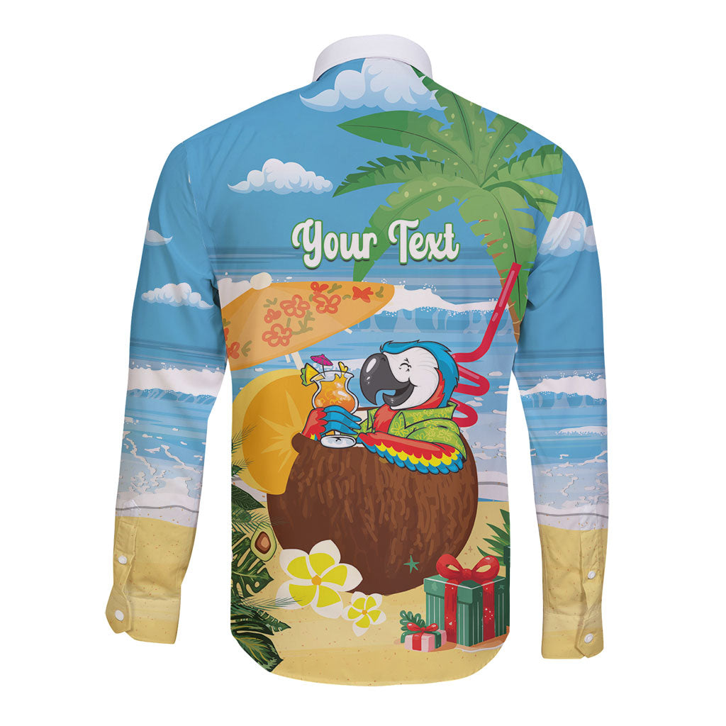 Chilling Parrot Hawaii Summer Christmas Personalized Long Sleeve Button Shirt It's 5 O'Clock Somewhere Beachy Vibes