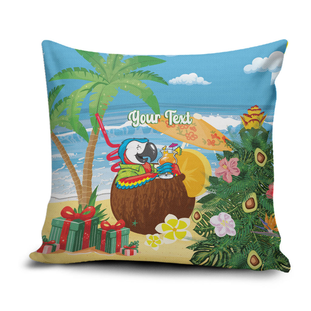 Chilling Parrot Hawaii Summer Christmas Personalized Pillow Cover It's 5 O'Clock Somewhere Beachy Vibes