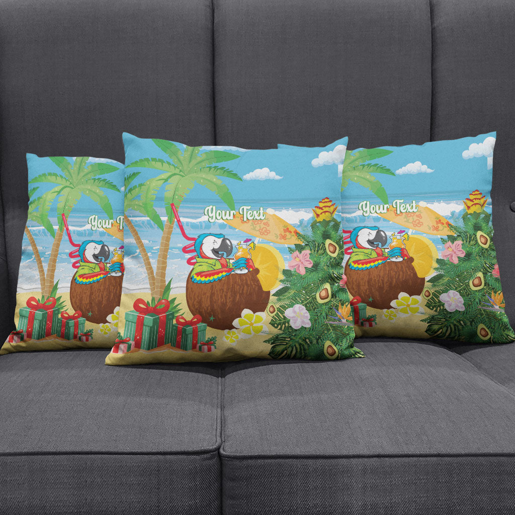 Chilling Parrot Hawaii Summer Christmas Personalized Pillow Cover It's 5 O'Clock Somewhere Beachy Vibes