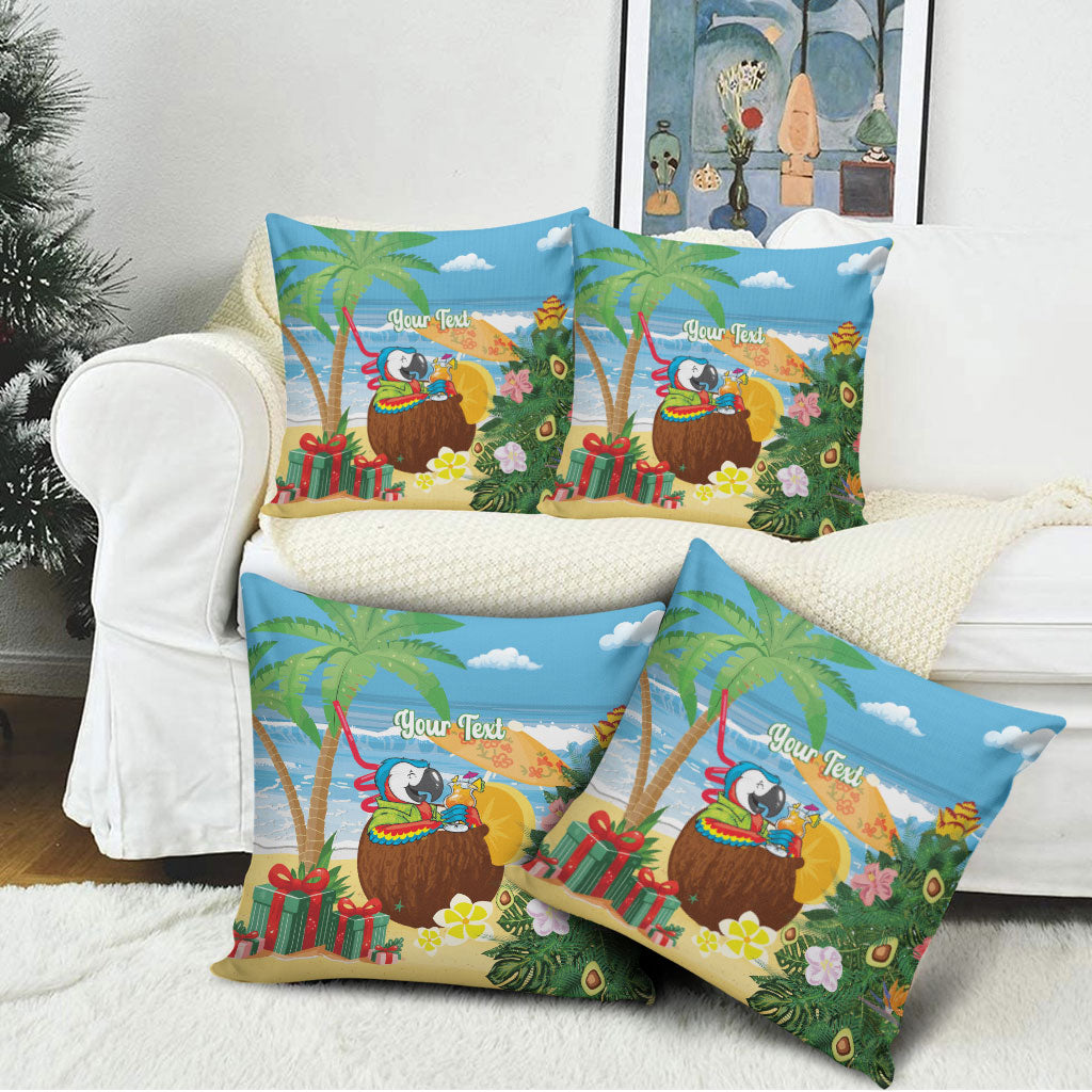 Chilling Parrot Hawaii Summer Christmas Personalized Pillow Cover It's 5 O'Clock Somewhere Beachy Vibes