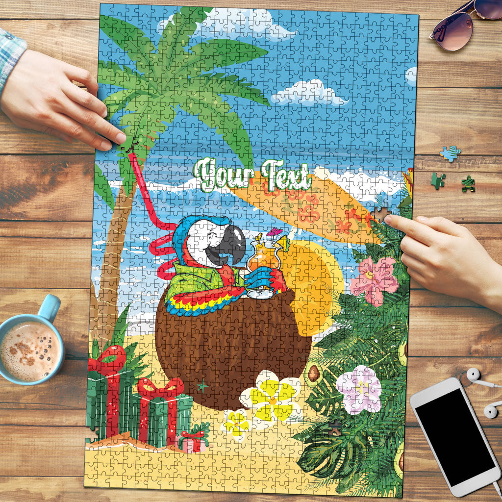 Chilling Parrot Hawaii Summer Christmas Personalized Puzzle It's 5 O'Clock Somewhere Beachy Vibes