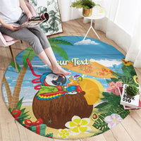 Chilling Parrot Hawaii Summer Christmas Personalized Round Carpet It's 5 O'Clock Somewhere Beachy Vibes