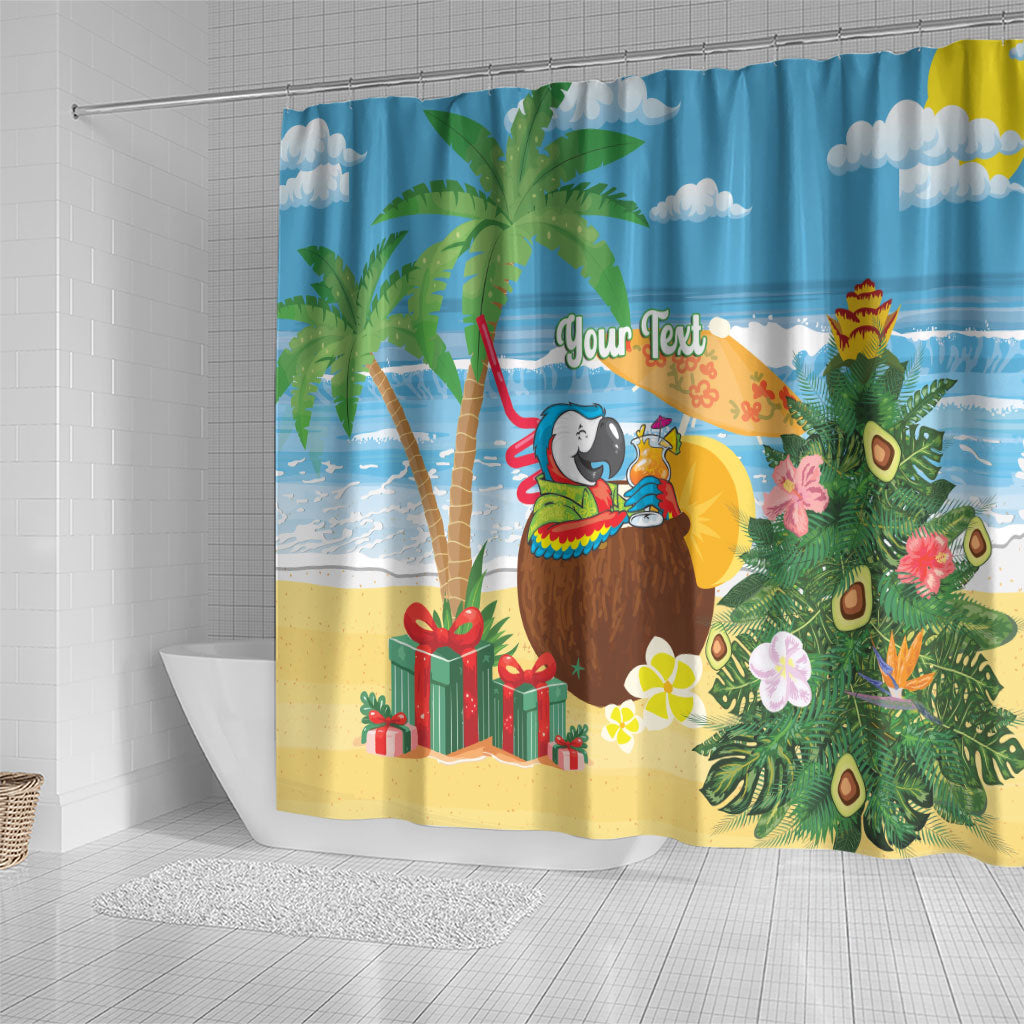 Chilling Parrot Hawaii Summer Christmas Personalized Shower Curtain It's 5 O'Clock Somewhere Beachy Vibes