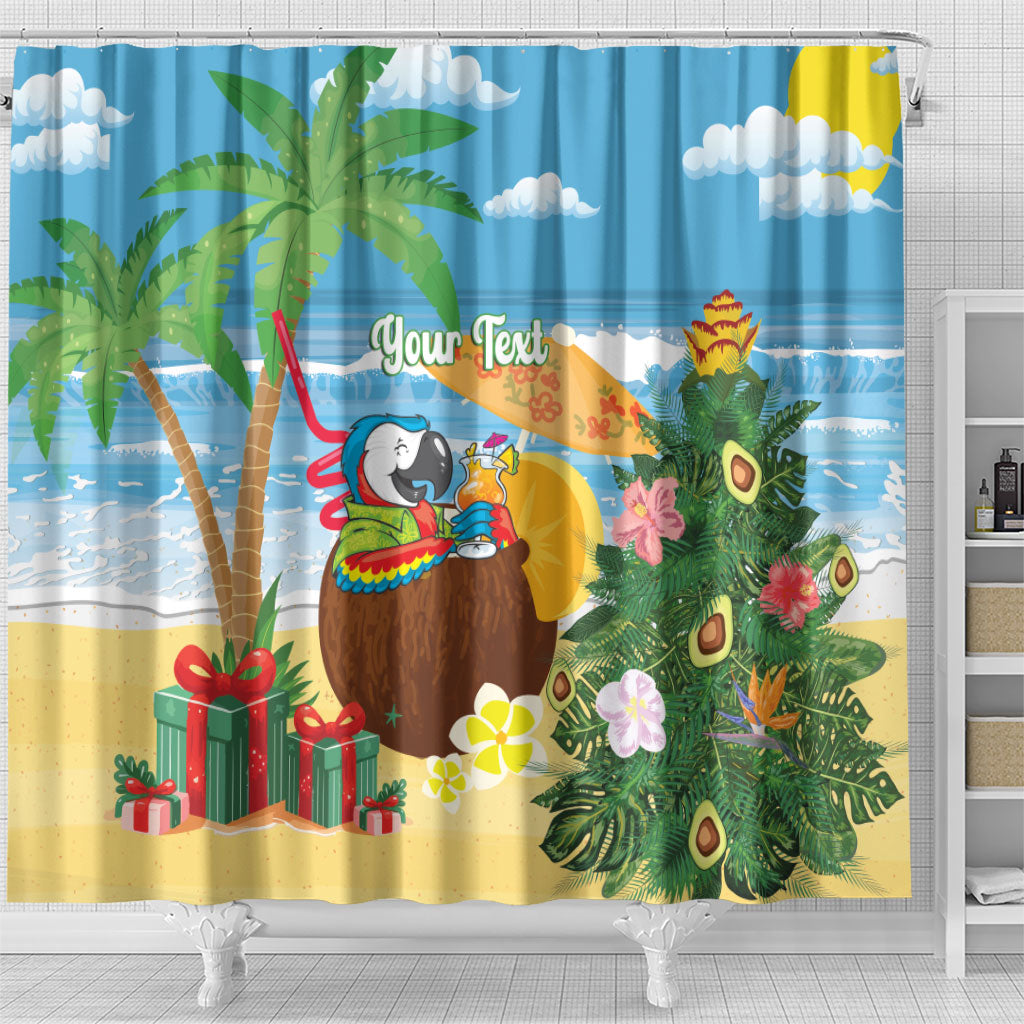 Chilling Parrot Hawaii Summer Christmas Personalized Shower Curtain It's 5 O'Clock Somewhere Beachy Vibes
